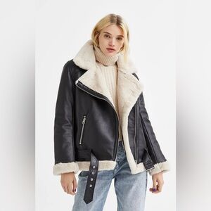 H&M Faux Leather Shearling oversized bomber jacket